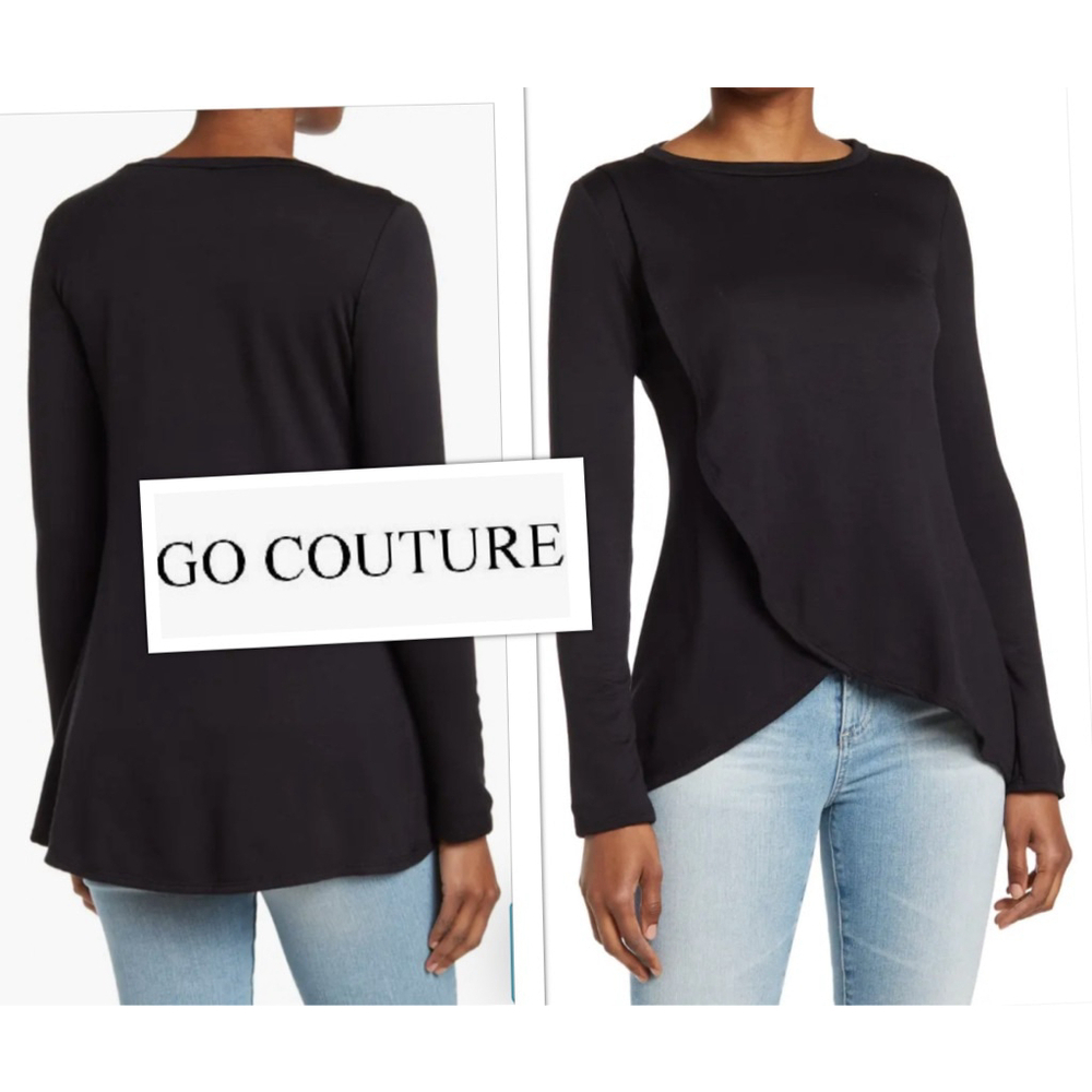 GO Couture Buttery Soft Jersey Whimsigoth Closet Staple Cross Hem Top size Med